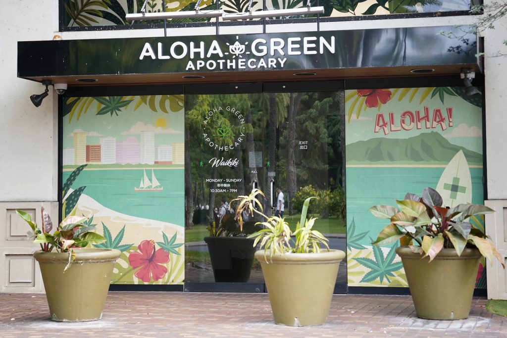 Aloha Green Apothecary, currently a medical cannabis dispensary is photographed Monday, Nov. 27, 2023, in Honolulu. The Hawaii state attorney general will propose legalizing cannabis for recreational use in the next legislative session. (Kevin Fujii/Civil Beat/2023)