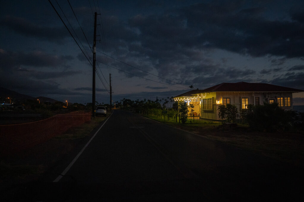 Dora and Trip Millikin’s “Miracle House” is photographed Thursday, Dec. 19, 2024, in Lahaina. The house made it through the Aug. 8, 2023, fire with very little damage. (Kevin Fujii/Civil Beat/2024)