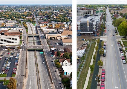 neighborhoods divided by a roadway