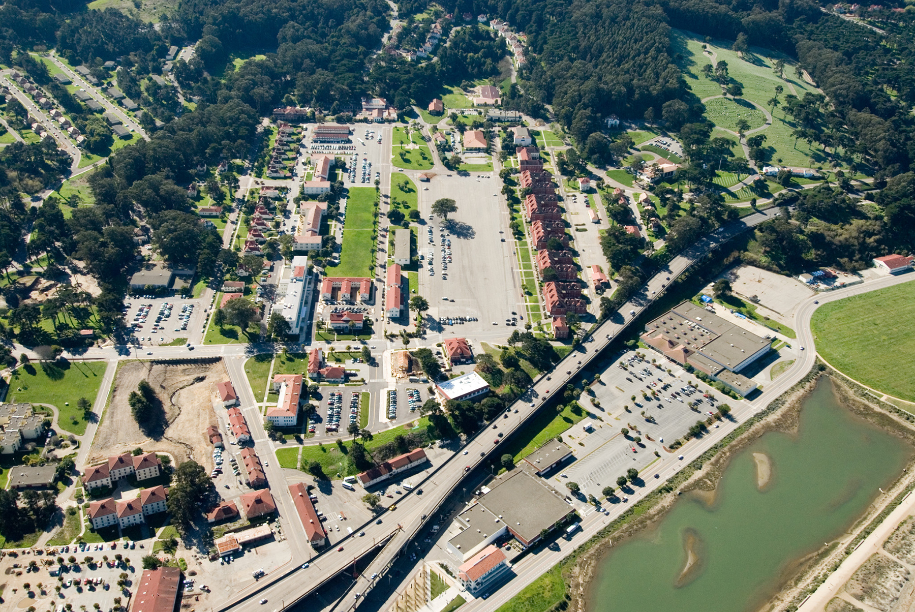 pre-construction aerial of Presidio and Doyle Drive