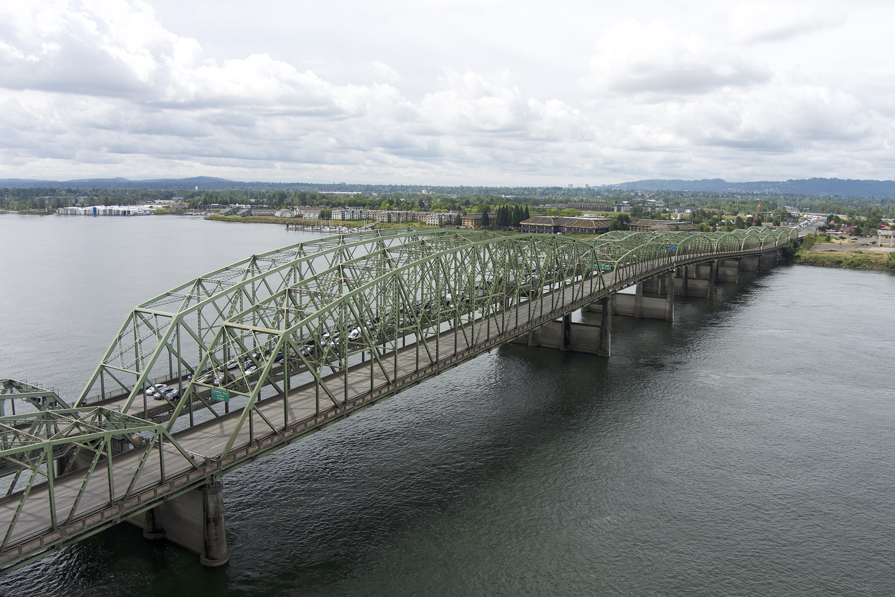 trestle bridge with multiple spans over water