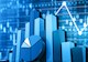 Image shows bar graphs and pie charts and other economic forecast elements. 