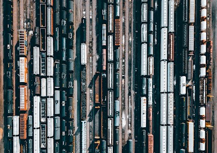 aerial of trains on tracks