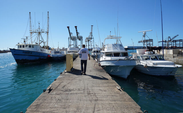 Fishing boats near Pier 38 at Honolulu Harbor.