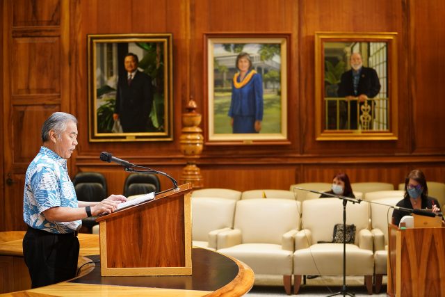 Governor David Ige holds press conference announcing bills that he was going to veto forcing the legislature into a special session.