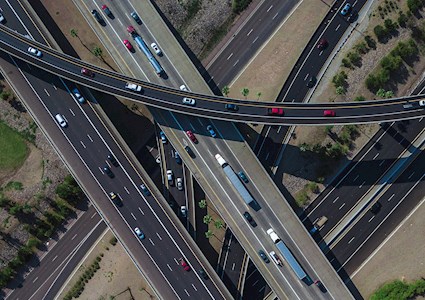 aerial of highway interchange