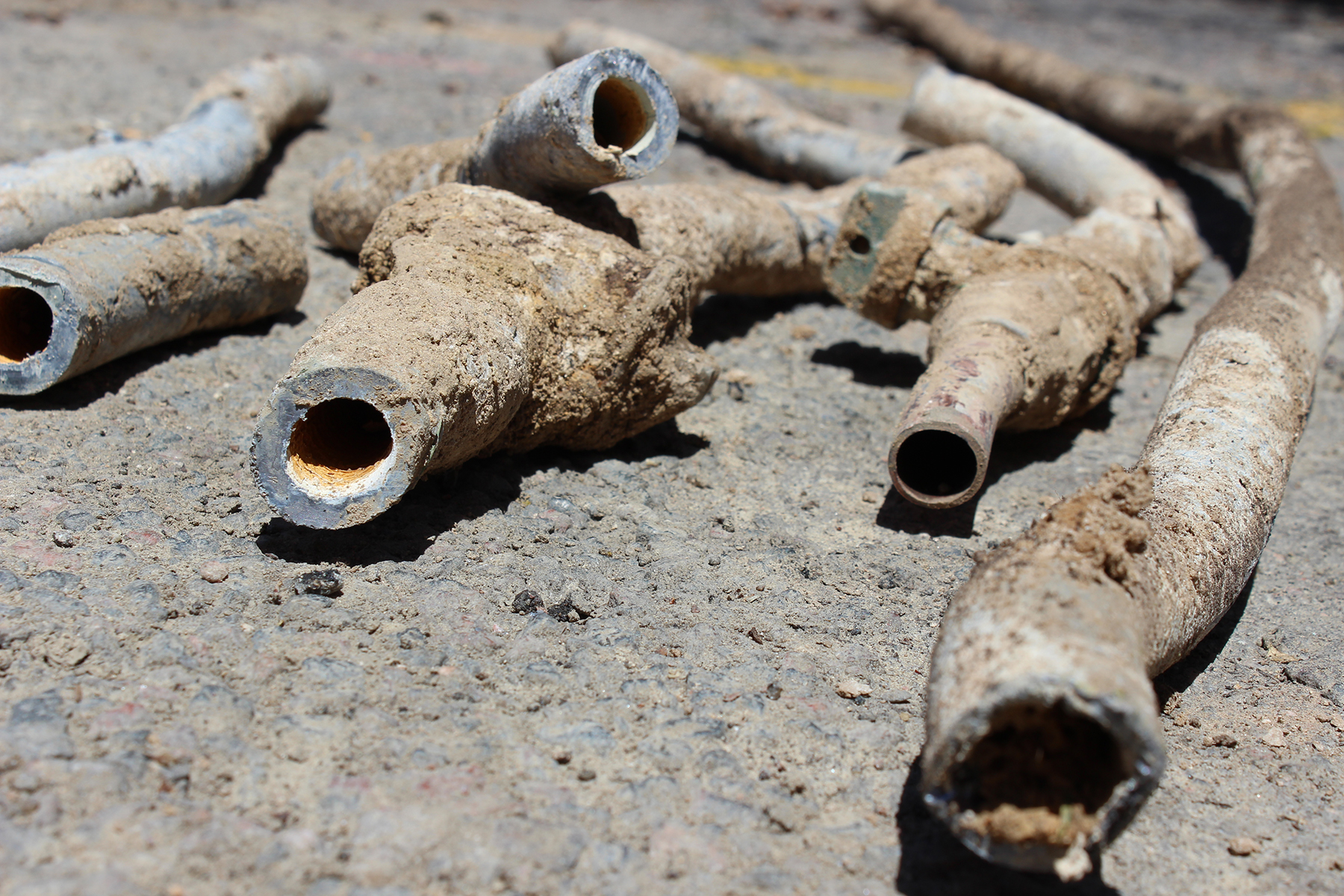 sections of old lead pipe