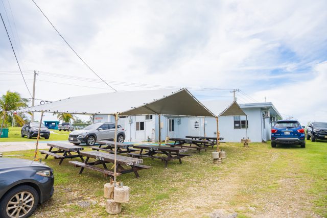 The Medicaid office on Saipan set up picnic tables outside to help manage the crowds of people who have signed up for the public health insurance program. On Tuesday Aug. 16, the office is closed to the public so the tables are empty.