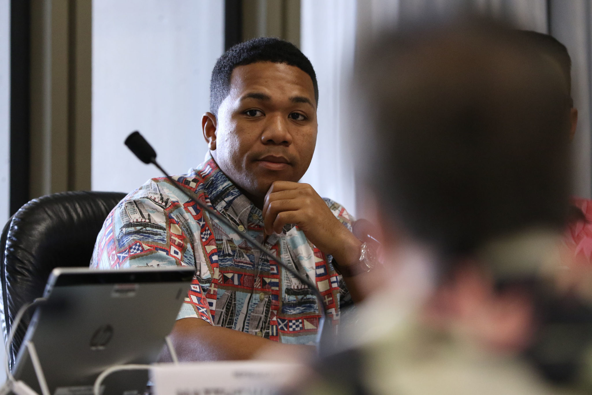 New Representative Cedric Asuega Gates during FIN mtg. Capitol. 10 jan 2017