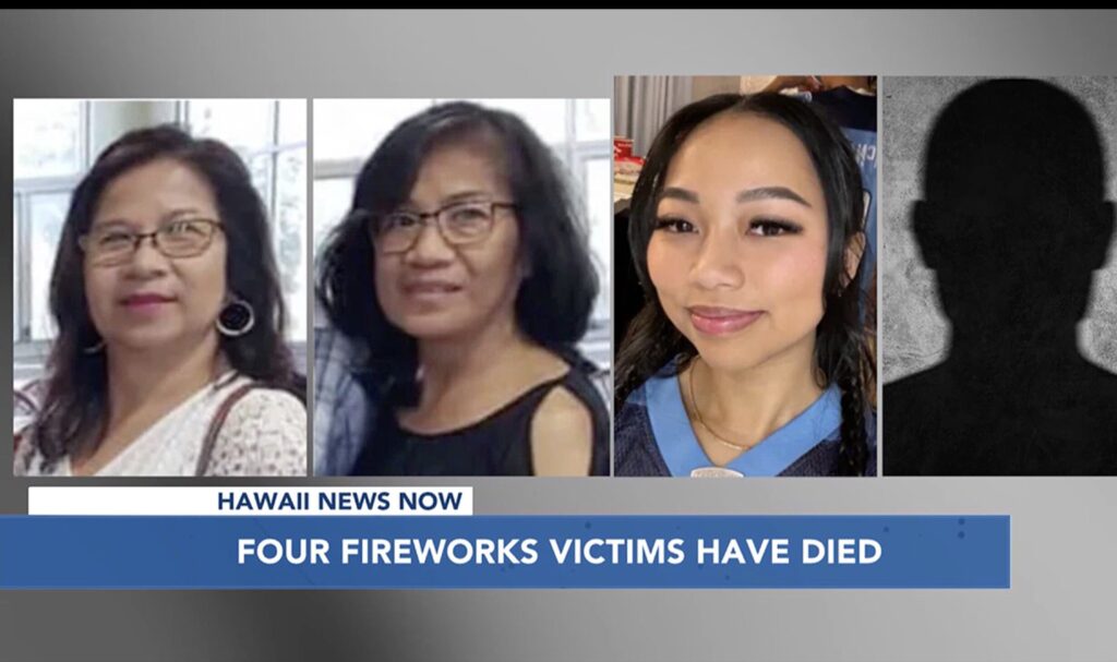 Three of the victims killed in the New Year's Eve fireworks blast were women. (Screenshot/Hawaii News Now/2025)