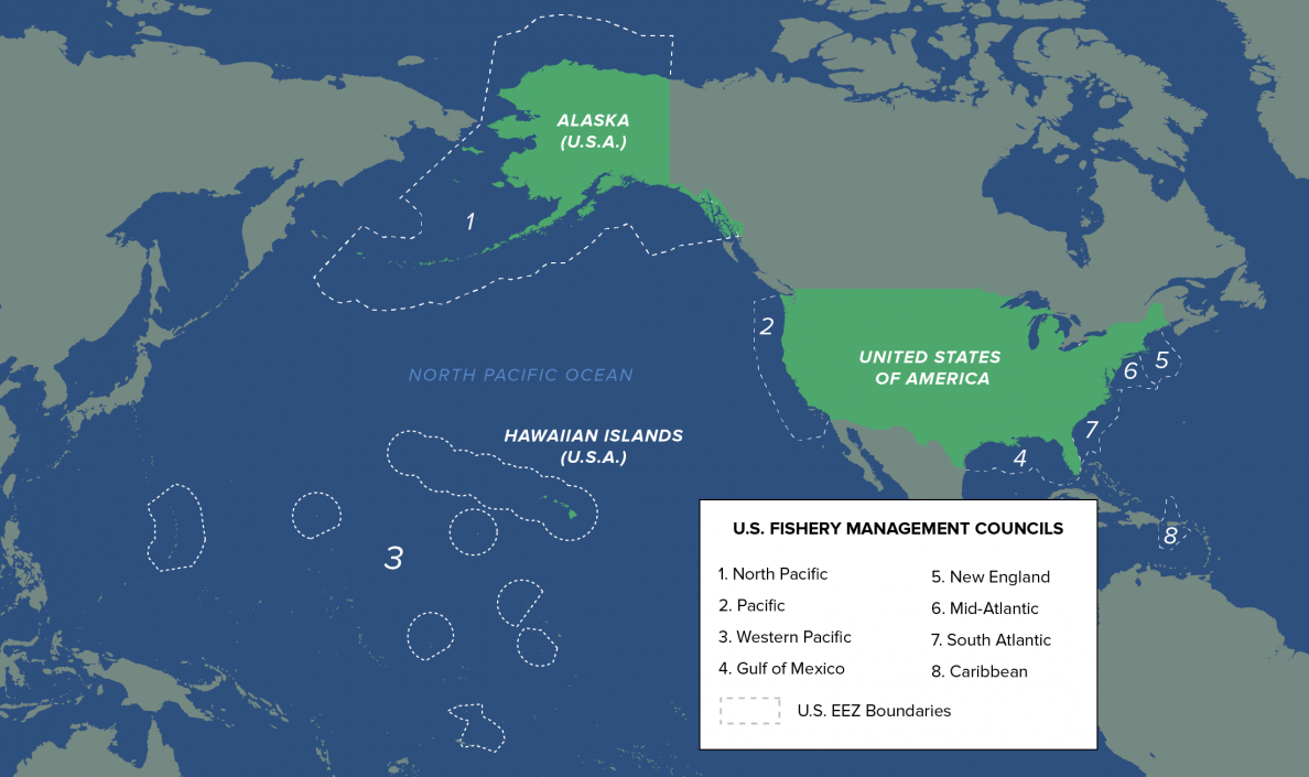 Locator map of U.S. Fishery Management Councils